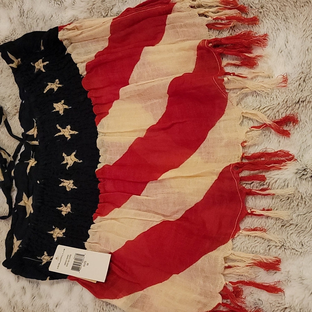 Denim & Supply Ralph Lauren Red, White & Blue Star Stripe Halter Top - Picture 3 of 5